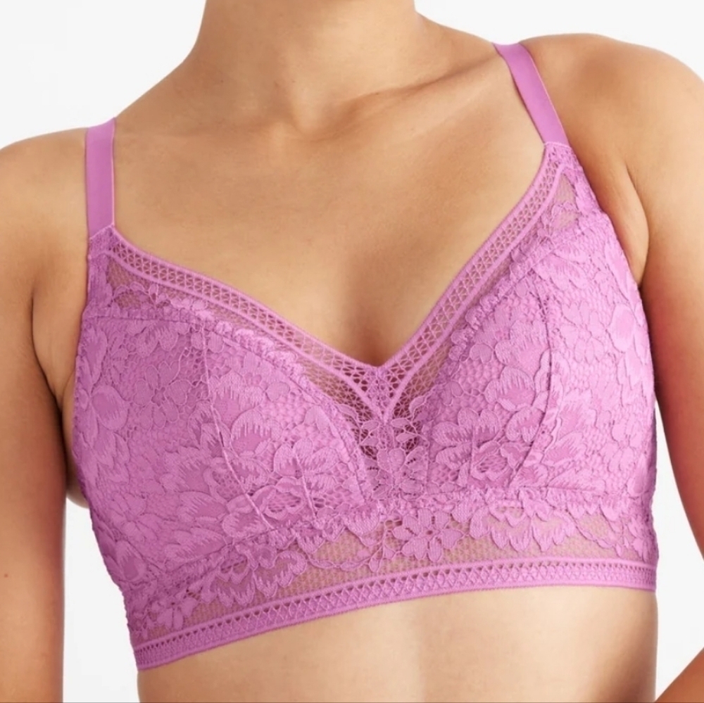 Knix Pink PlumLace Longline Bra L+ NWT